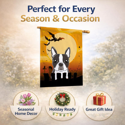 Drapeau de maison en toile Caroline's Treasures BB1761CHF Halloween Boston Terrier, multicolore, grand