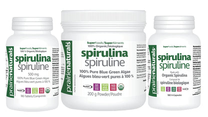 Prairie Naturals Organic Spirulina Blue Green Algae Tablets - 180 Count