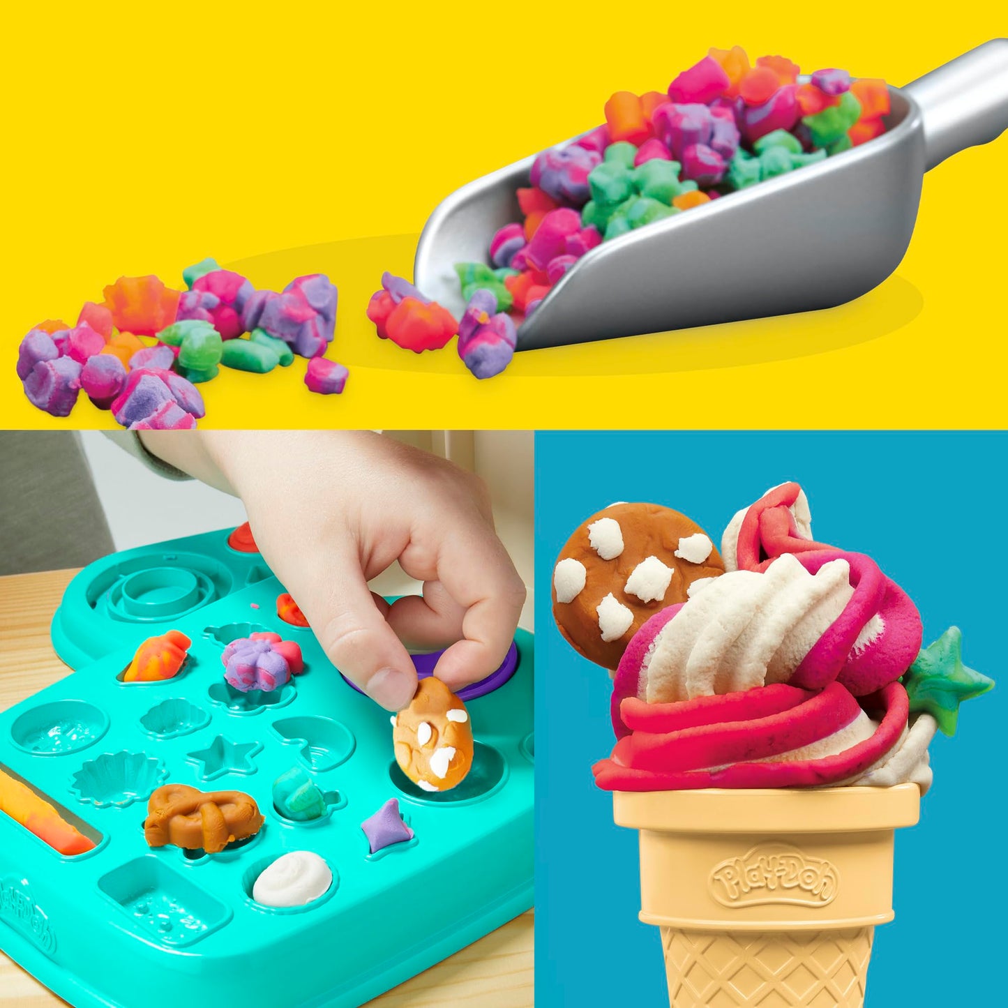 Play-Doh Rainbow Swirl Ice Cream Playset with 7 Pretend Play Kitchen Accessories, Arts and Crafts Toys for 3 Year Old Girls and Boys and Up - Available at All In One Marketplace Canada