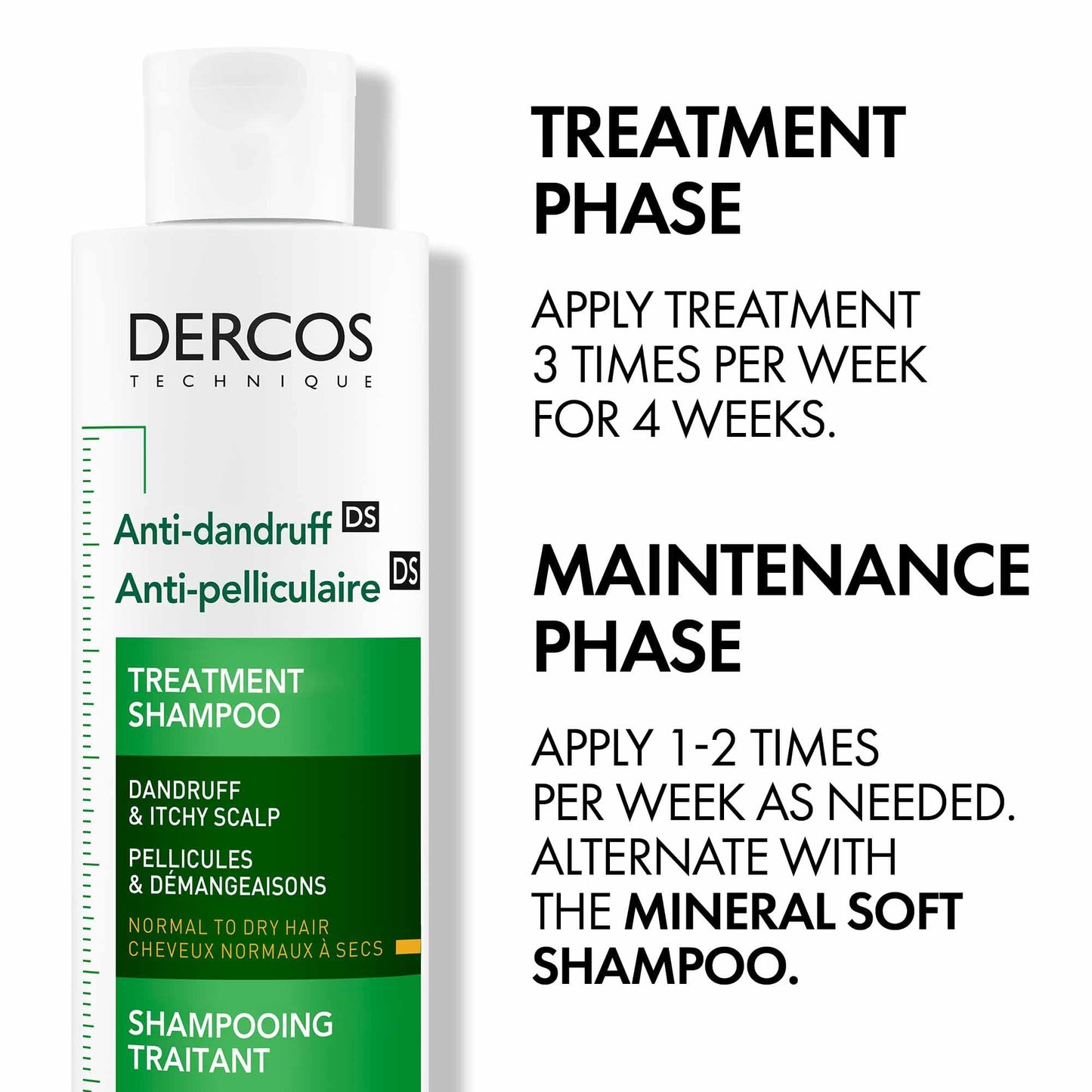 Vichy Dercos Dandruff Shampoo for Dry-Normal Hair, Anti Dandruff Soothing Scalp Care with Selenium DS & Salicylic Acid, Reduces Visible Dandruff Flakes & Improves Scalp Health, 200mL - Available at All In One Marketplace Canada