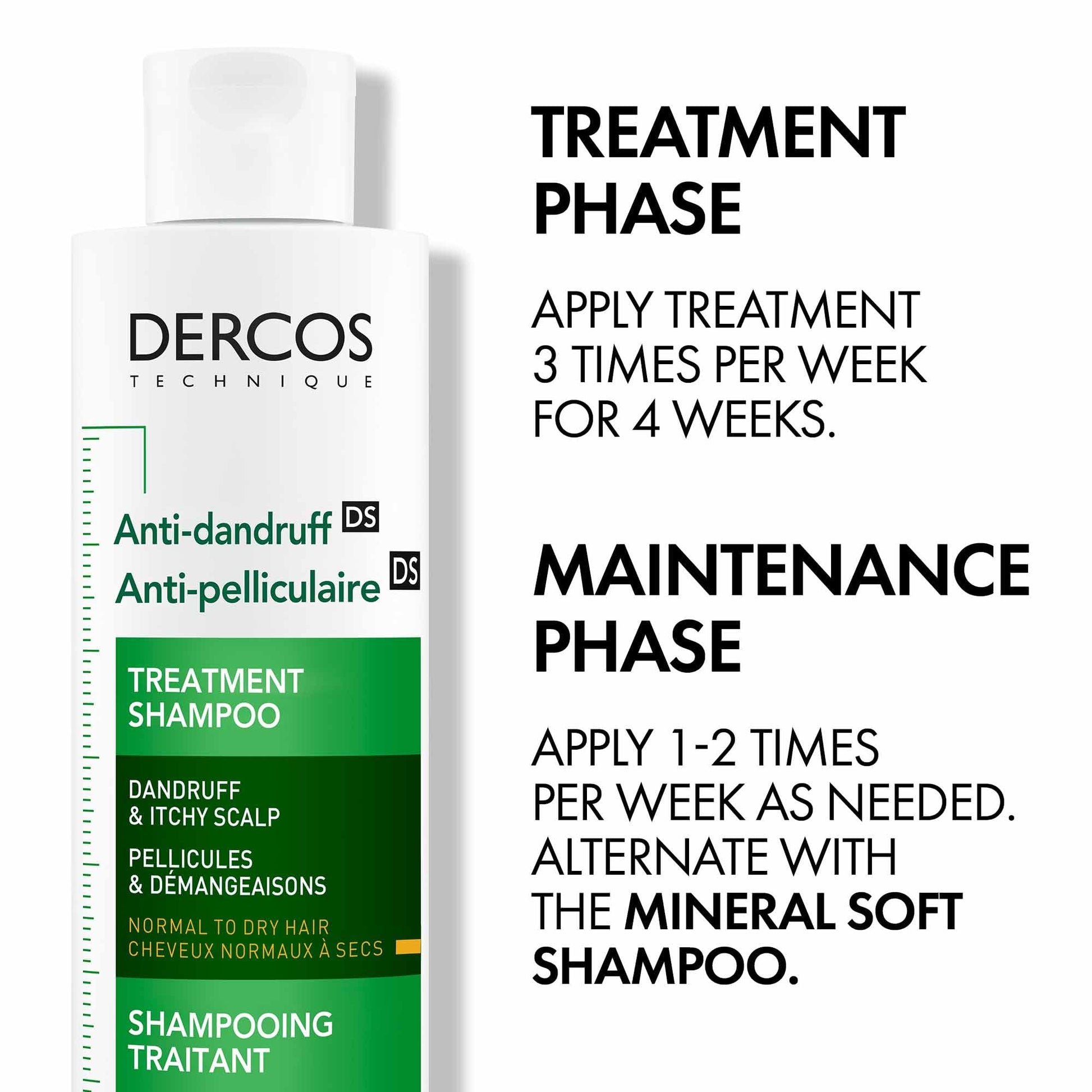 Vichy Dercos Dandruff Shampoo for Dry-Normal Hair, Anti Dandruff Soothing Scalp Care with Selenium DS & Salicylic Acid, Reduces Visible Dandruff Flakes & Improves Scalp Health, 200mL - Available at All In One Marketplace Canada