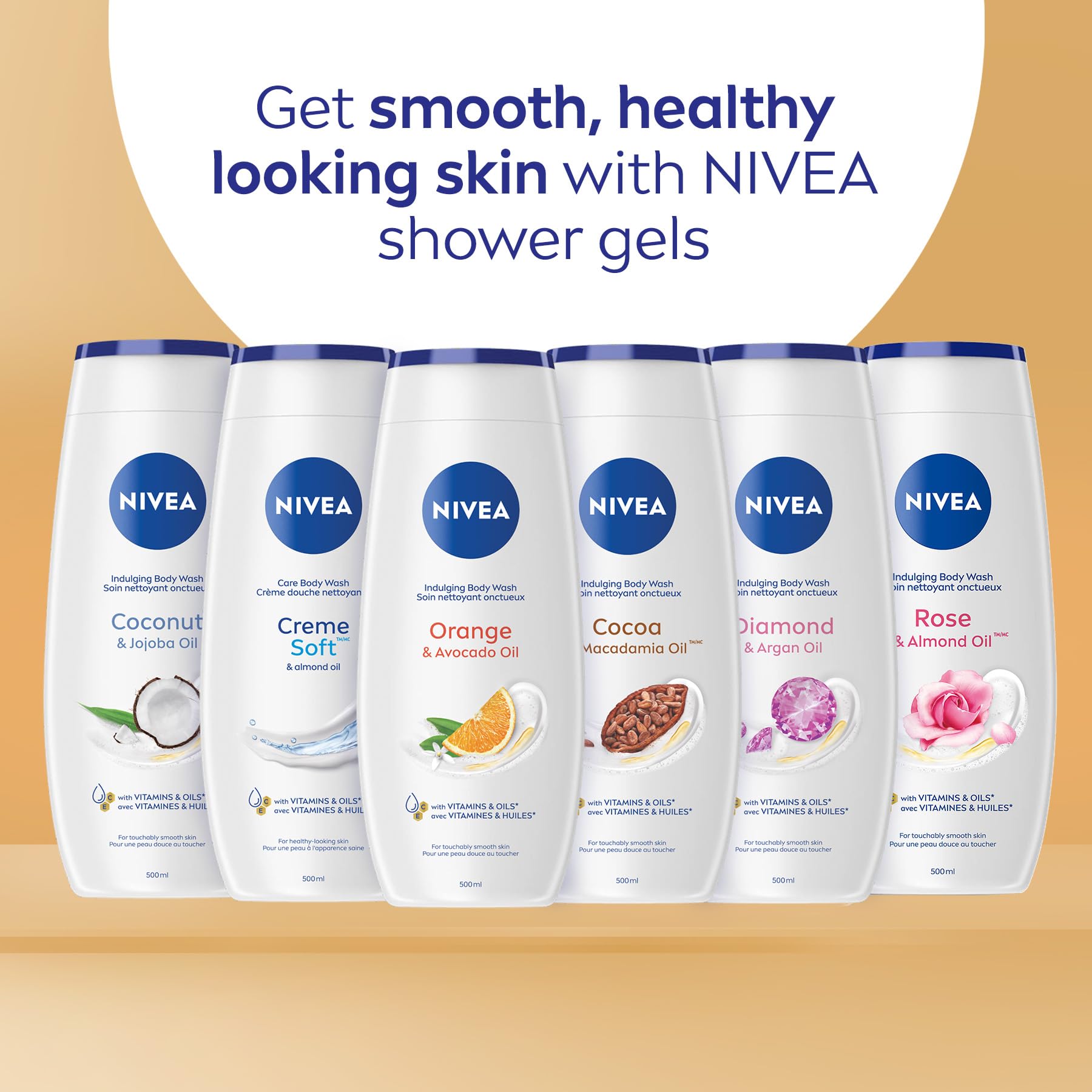 NIVEA Orange & Avocado Oil Body Wash, 3x500ml - Available at All In One Marketplace Canada