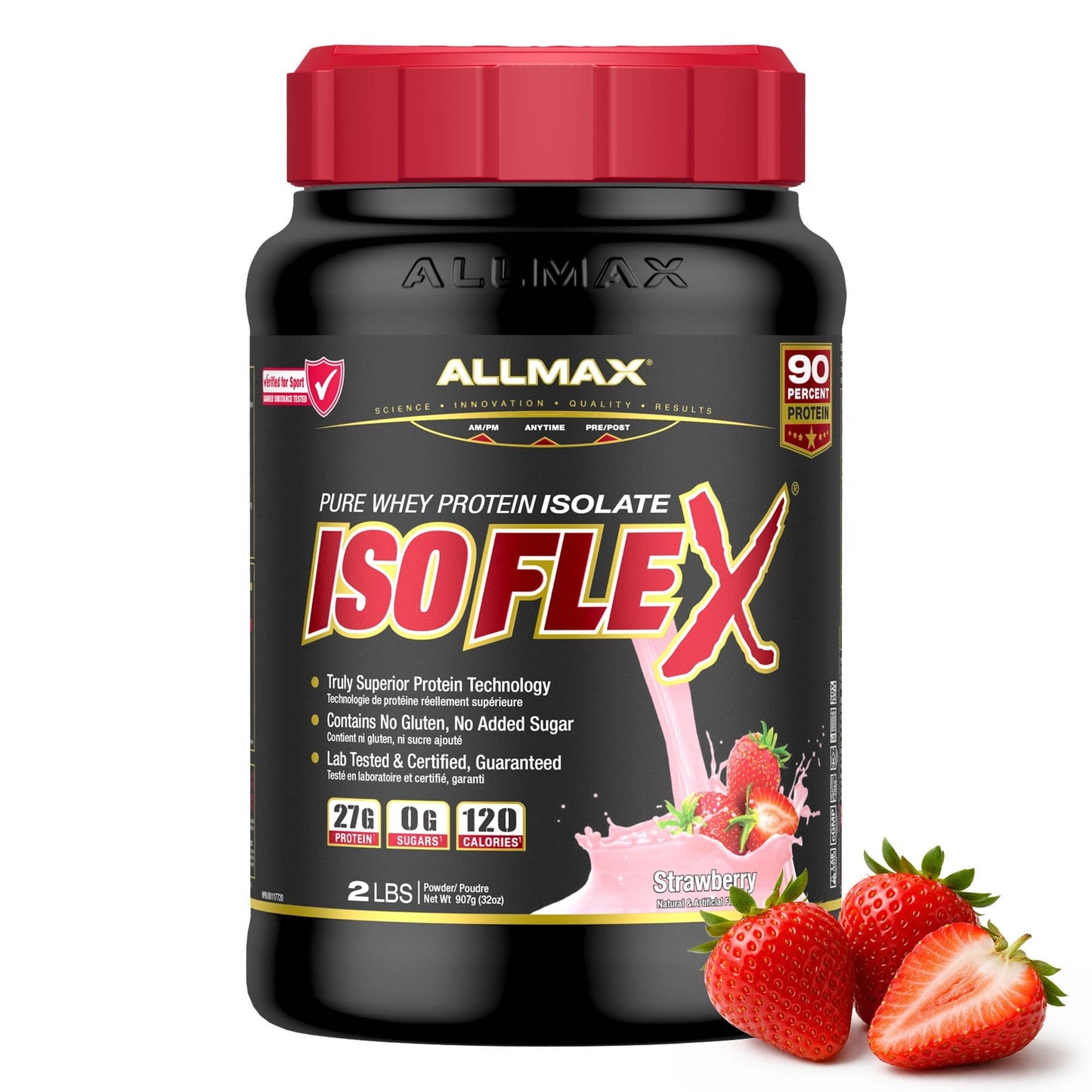 ALLMAX ISOFLEX Whey Protein Isolate, Strawberry, 2 lb 🍁 All In One Marketplace Canada