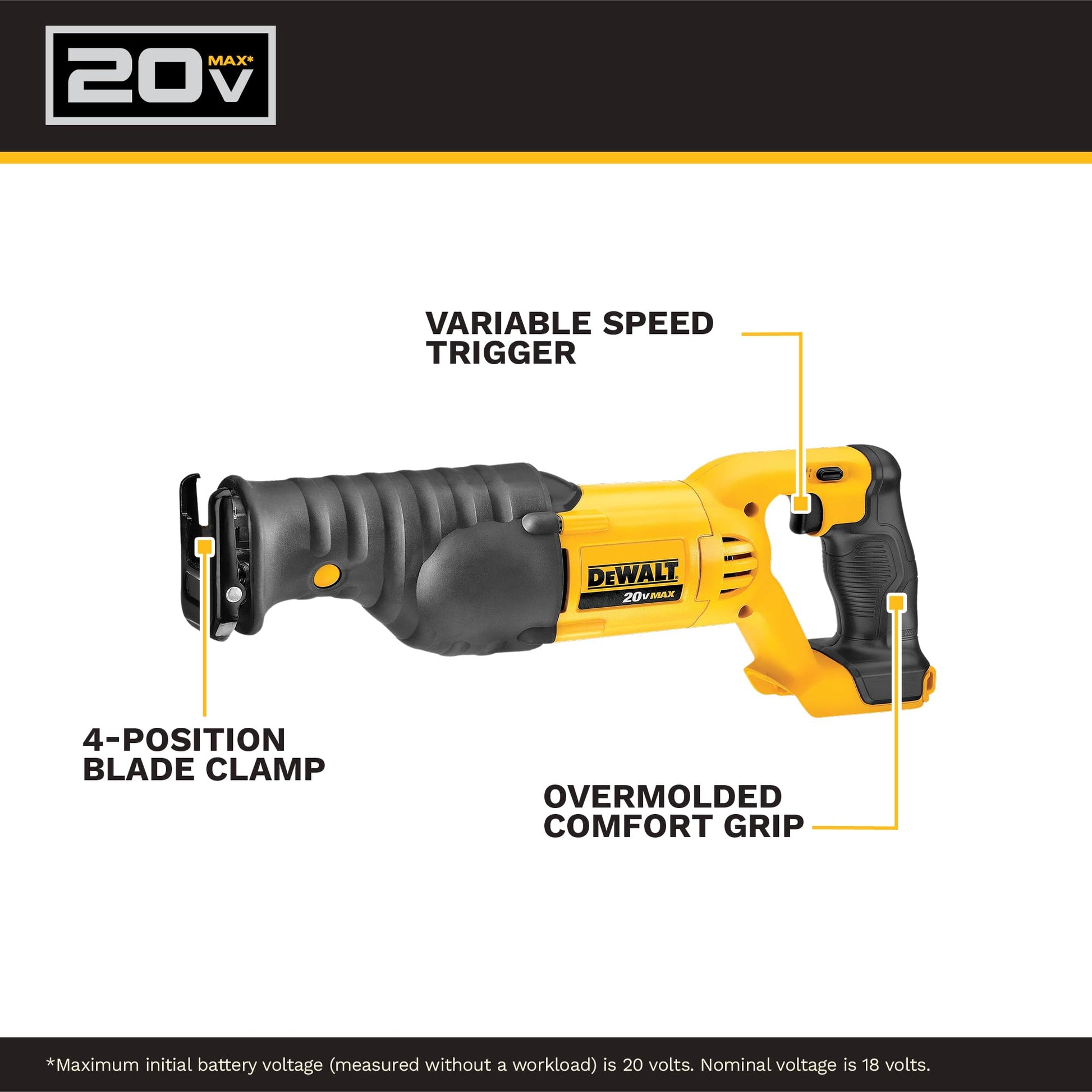 DEWALT 20V MAX* Reciprocating Saw, Tool Only (DCS380B) DEWALT