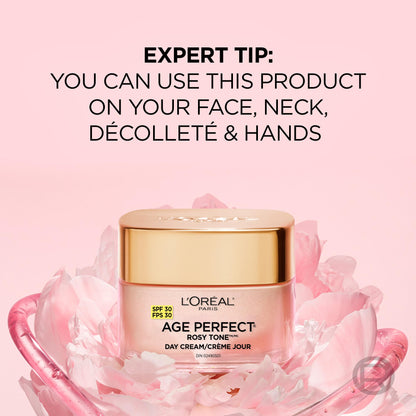 L’Oréal Paris Age Perfect Rosy Tone SPF 30 Moisturizer, with Imperial Peony Extract, For Mature Skin, Skincare, 50 ml L'Oreal Paris