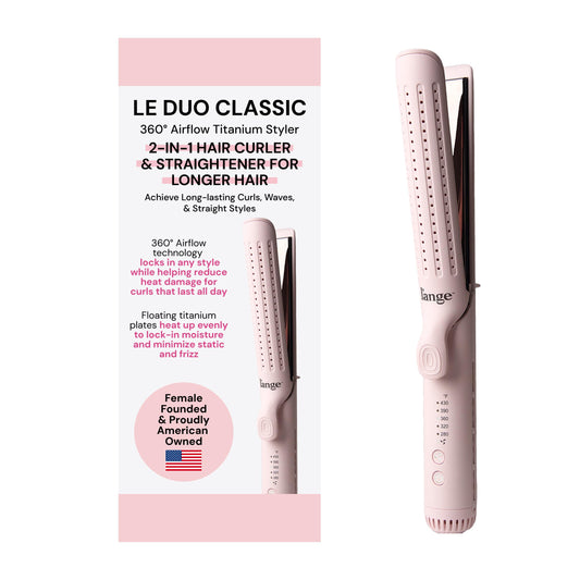 L'ANGE HAIR Le Duo Grande 360° Airflow Styler | 2-in-1 Curling Wand & Titanium Flat Iron Hair Straightener | Professional Hair Curler with Cooling Air Vents to Lock in Style | Adjustable Temp - Available at All In One Marketplace Canada