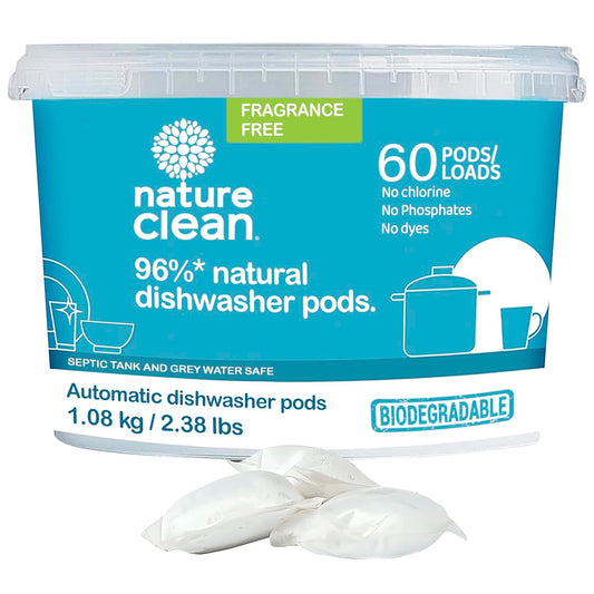 Nature Clean Automatic Dishwasher Pacs, Fragrance-Free, 60 Count