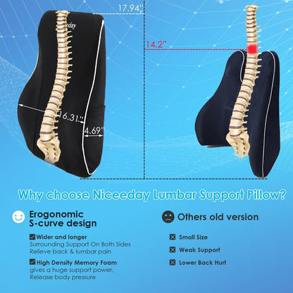 Lumbar Support Pillow for Office Chair Car Lumbar Pillow Lower Back Pain Relief Memory Foam Back Cushion with 3D Mesh Cover Gaming Chair Back Pillow Ergonomic Back Rest for Wheelchair Desk - Available at All In One Marketplace Canada