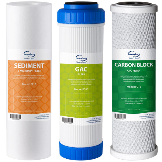 iSpring F3 6-Month Prefilter Replacement Supply Filter Cartridge Pack Set for Standard Reverse Osmosis RO Systems, F3, White 🍁 All In One Marketplace Canada iSpring