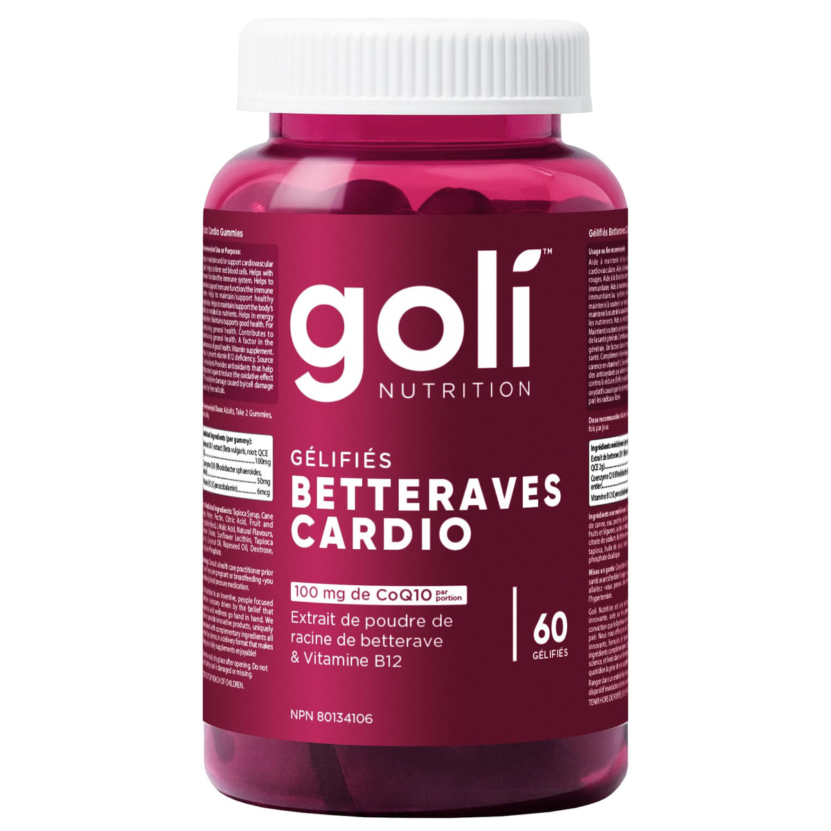 Goli Beets Cardio & B12 Gummies | Heart & Energy Support | CoQ10, Beet Root Extract & Vitamin B12 | Vegan, Plant-Based, Non-GMO, Gluten-Free & Gelatin-Free | 60 Count
