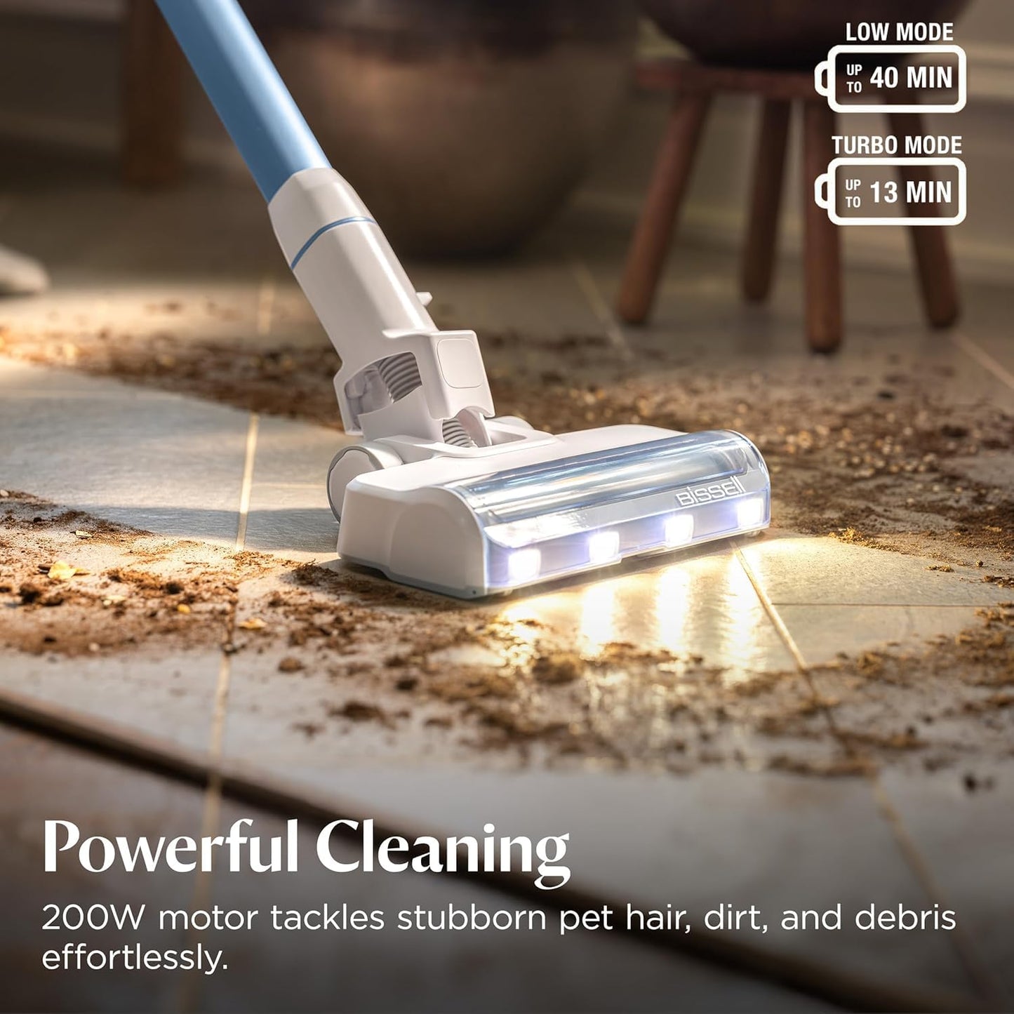 BISSELL PowerClean Cordless Vacuum Cleaner, Powerful Suction in Cordless Stick Vacuum, 200W, Tangle-Free Brush Roll, HEPA Sealed Allergen System, Self-Standing, Removable Battery, Wall Mount, 4173B