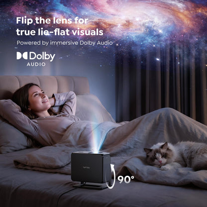Smart Projector 4K【Google TV 14.0 & Dolby】Short Throw Mini Projectors with Auto Focus & Keystone|Compatible with Netflix|HDR10,Portable Outdoor Projecteur with WiFi & Bluetooth for Movie/Home/Bedroom - Available at All In One Marketplace Canada