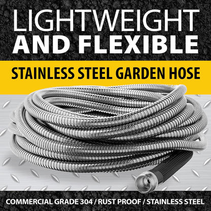 Bionic Steel Metal Garden Hose 75 Ft, Rust Proof 304 Stainless Steel Water Hose with Brass Fittings, Flexible & Heavy Duty Hose, Lightweight, Kink Free & Easy Coil Outdoor Hose- 2021 Model…