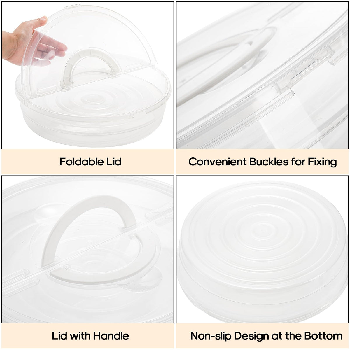 Lawei 2 Pack 12 Inch Food Storage Container with Lid and Handle, 2 Compartment Leak-Proof Pie Carrier & Pizza Keeper, Reusable Pizza Storage Container for Cake, Cheesecake, Tortilla, Picnic, Pastry 🍁 All In One Marketplace Canada