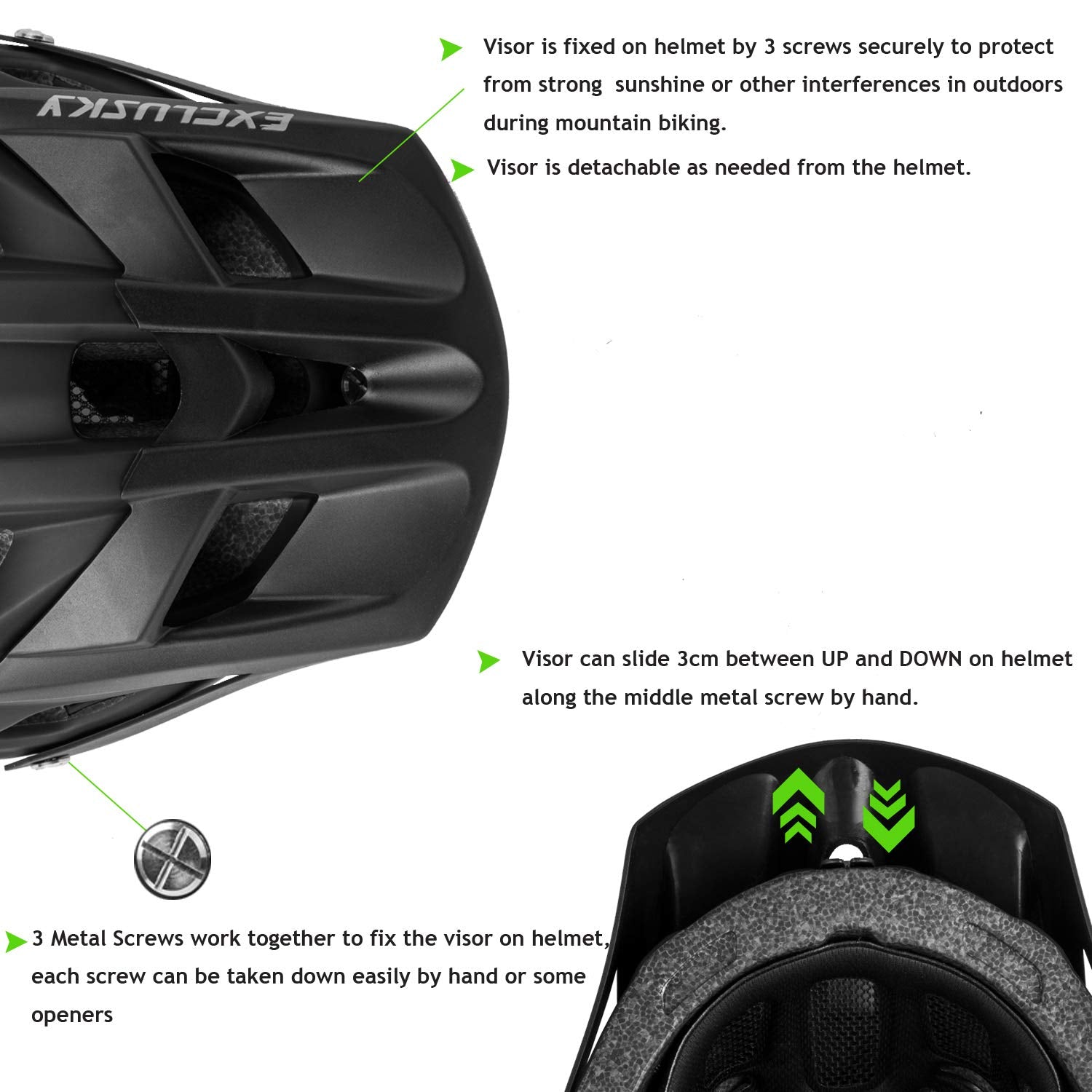 Bike Helmet, Exclusky Mountain Bike Helmet Men Women Lightweight Breathable Adjustable Adult Bicycle Cycle MTB Helmet 56-61cm
