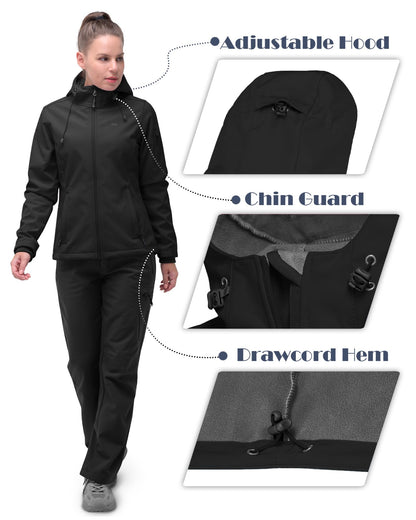 33,000ft Women's Softshell Jacket Waterproof Hooded Fleece Lined Rain Coat 🍁 All In One Marketplace Canada