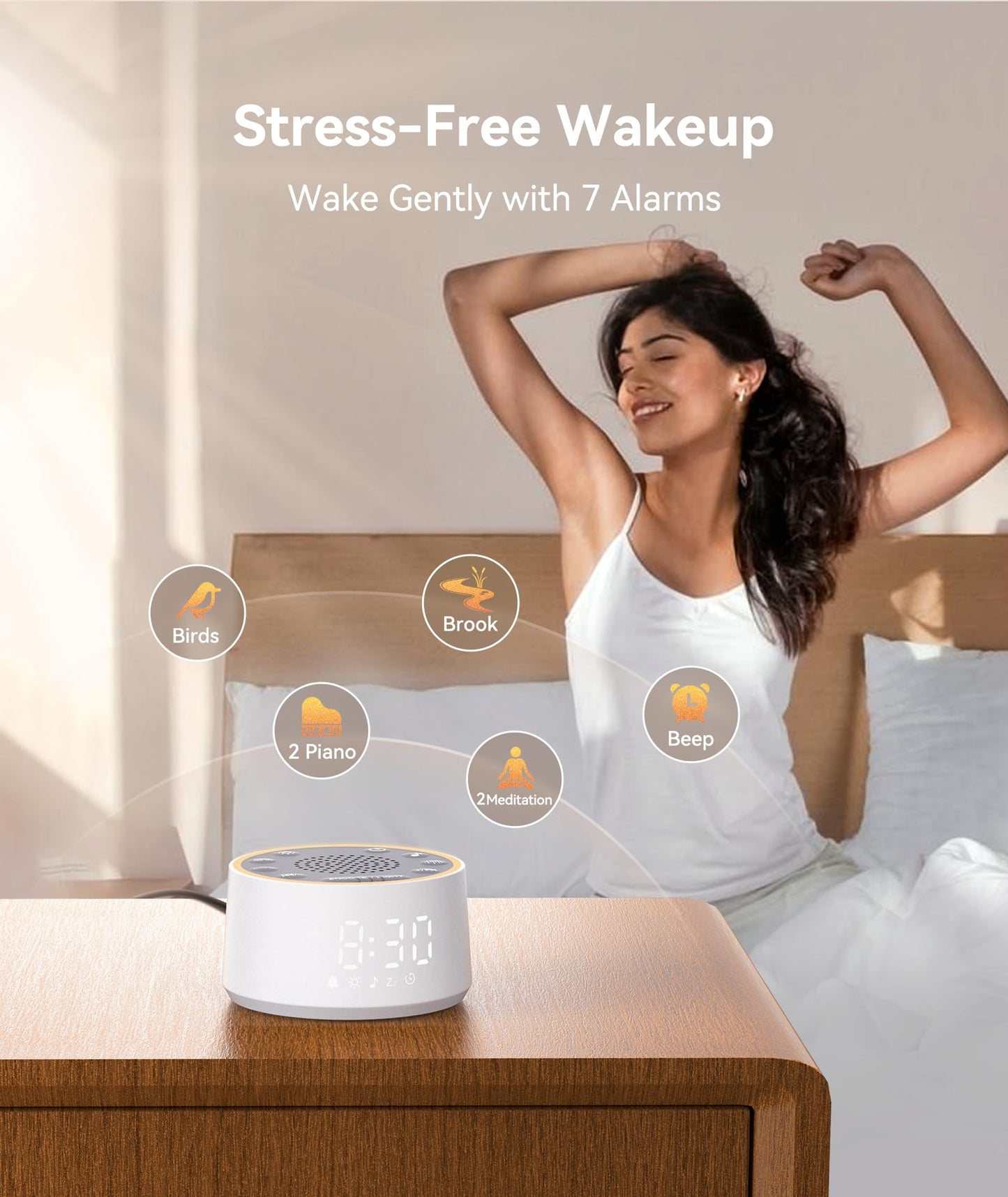 Dreamegg D1 Nova Sound Machine - White Noise Machine Alarm Clock with 25 Soothing Sounds, 10 Night Lights for Baby Adult, Dimmable, 7 Alarm Sounds, Timer, Noise Machine for Sleeping, Bedroom, Travel - Available at All In One Marketplace Canada