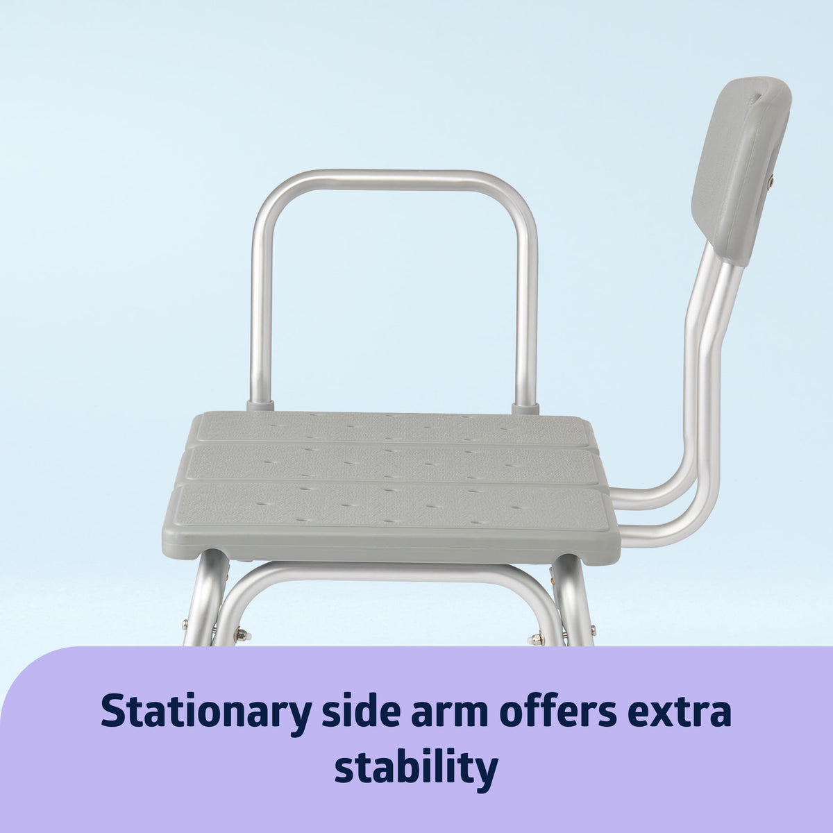 Medline Transfer Bench with Back, Gray, 1 Count (Pack of 1)