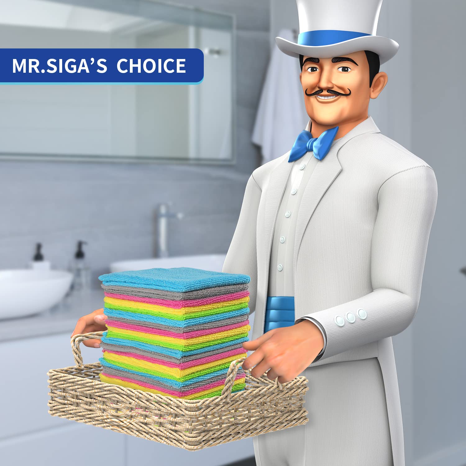 MR.SIGA Microfiber Cleaning Cloth, All-Purpose Cleaning Towels, Pack of 50, Size 11.8 x 11.8 in - Available at All In One Marketplace Canada