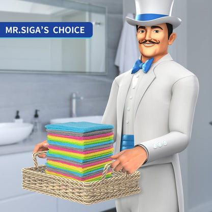 MR.SIGA Microfiber Cleaning Cloth, All-Purpose Cleaning Towels, Pack of 50, Size 11.8 x 11.8 in - Available at All In One Marketplace Canada