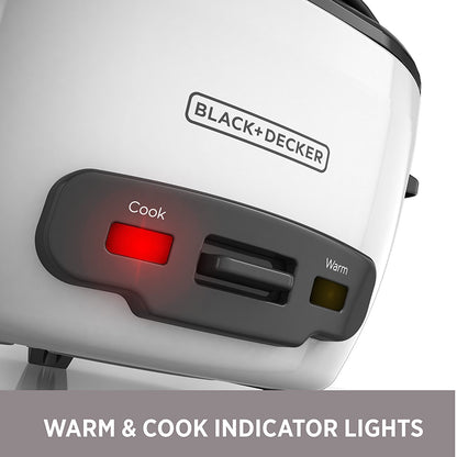 BLACK+DECKER 2-in-1 Rice Cooker & Food Steamer - 6-Cup Capacity, Automatic Keep Warm, Nonstick Bowl, Steaming Basket - Effortless Cooking