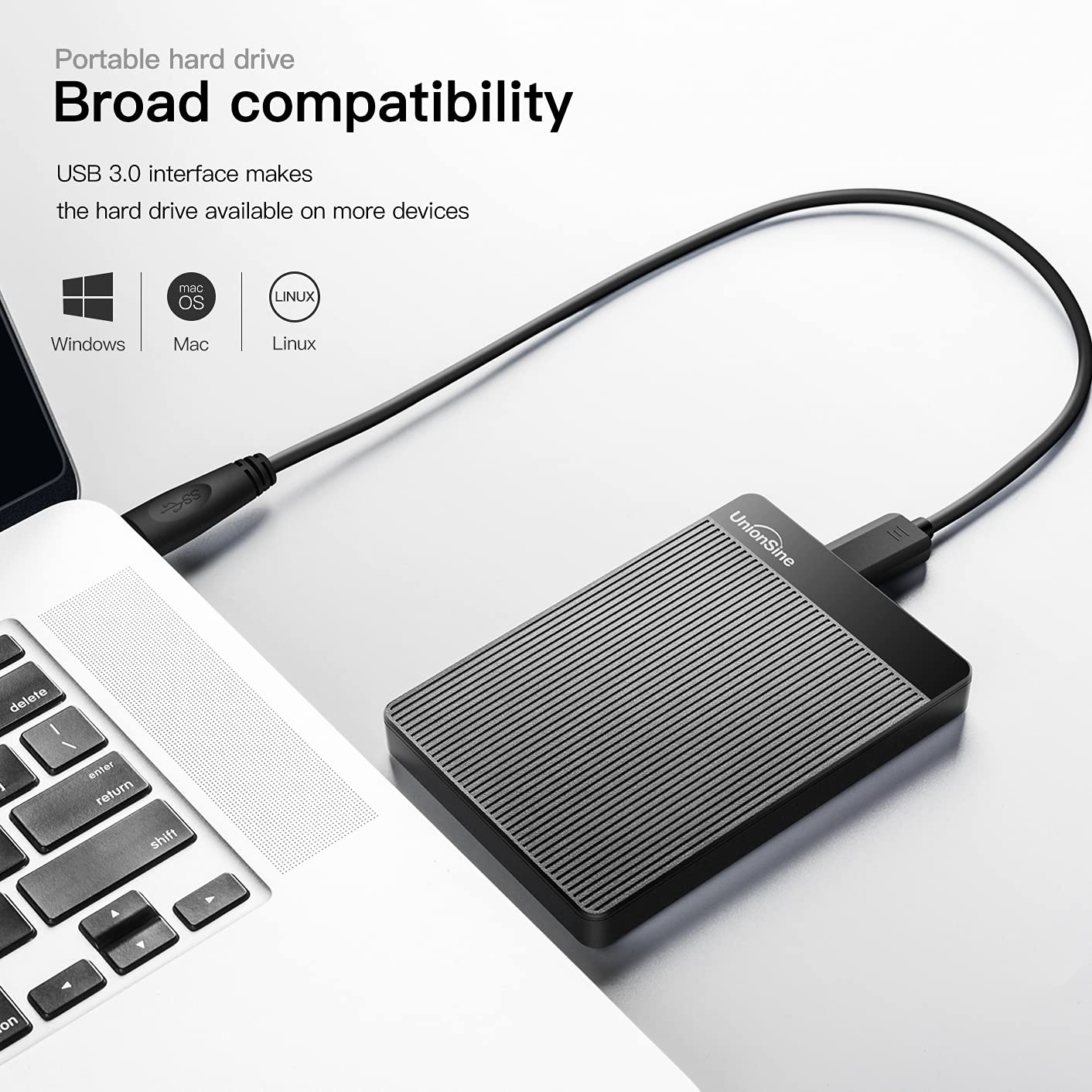 UnionSine 1TB Ultra Slim Portable External Hard Drive HDD-USB 3.0 Storage for PC, Mac, Laptop, PS4, Xbox one, Xbox 360-(Black)