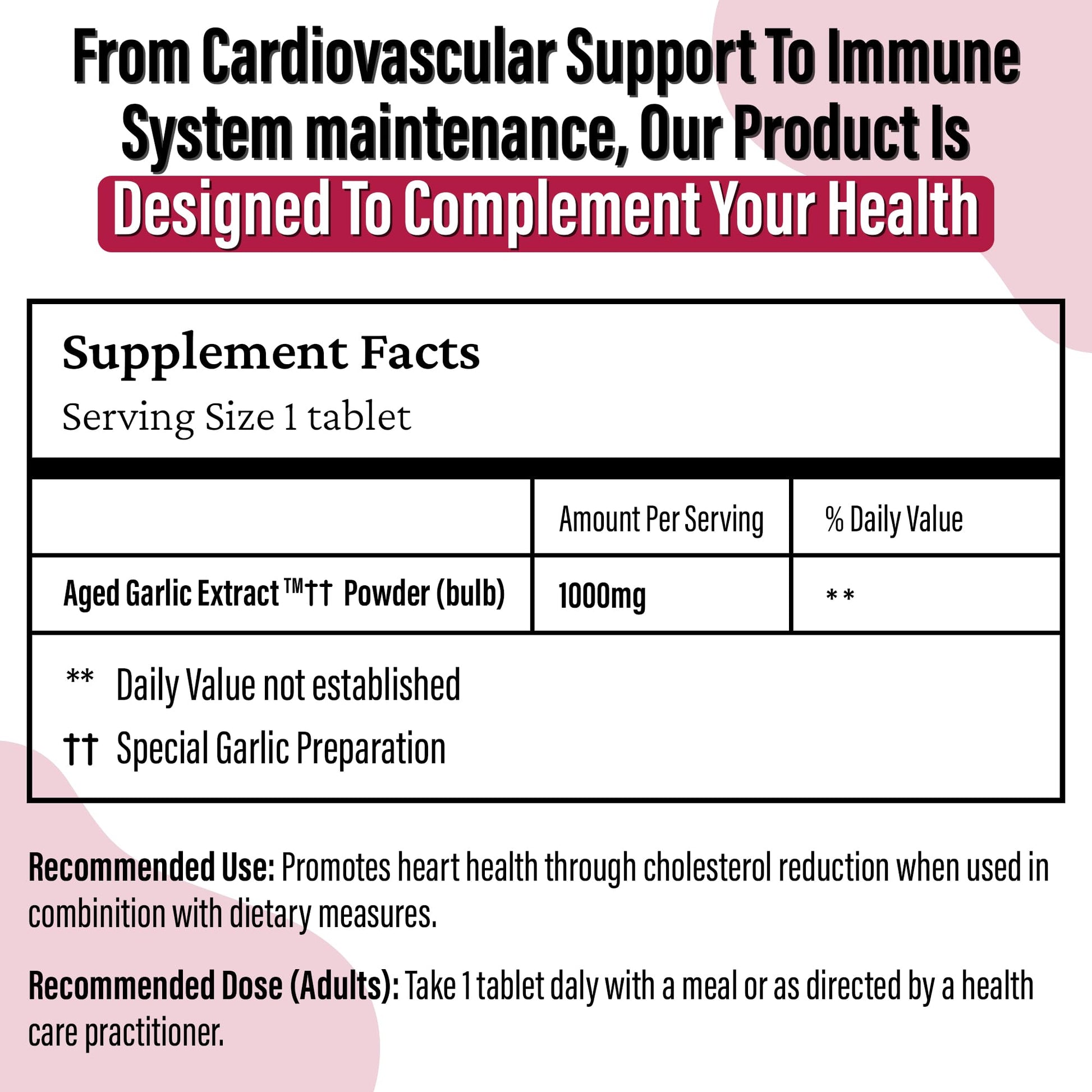 Kyolic - Odourless Aged Garlic Extract Everyday Support Extra Strength One-A-Day 1000mg, 60 Veg Tablets 60-Day Supply - Kyolic Garlic Supplements, Garlic Pills - Herbal Supplement for Wellness Support - Available at All In One Marketplace Canada