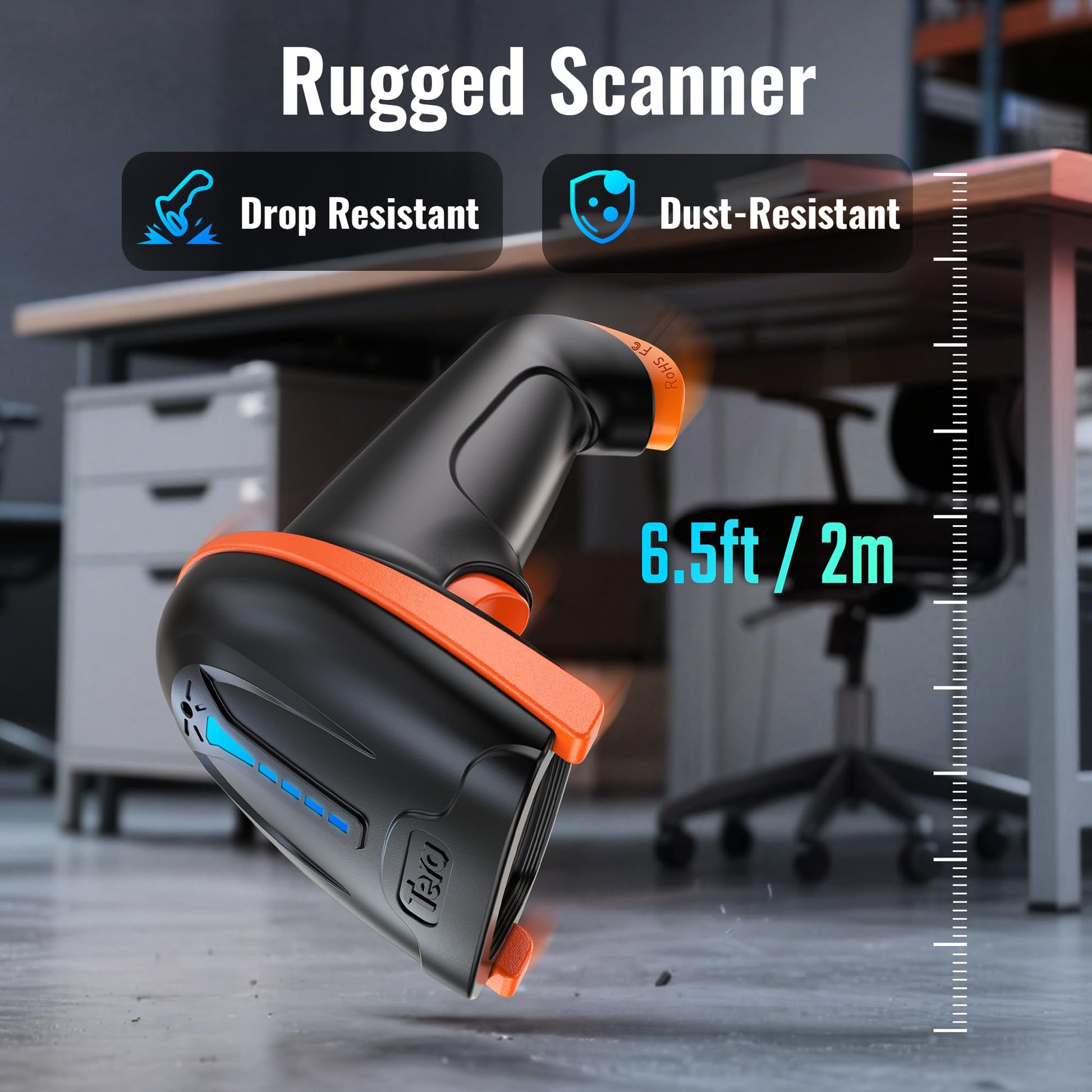 Tera Barcode Scanner Wireless 1D Laser Cordless Barcode Reader with Battery Level Indicator, Versatile 2 in 1 2.4Ghz Wireless and USB 2.0 Wired Tera