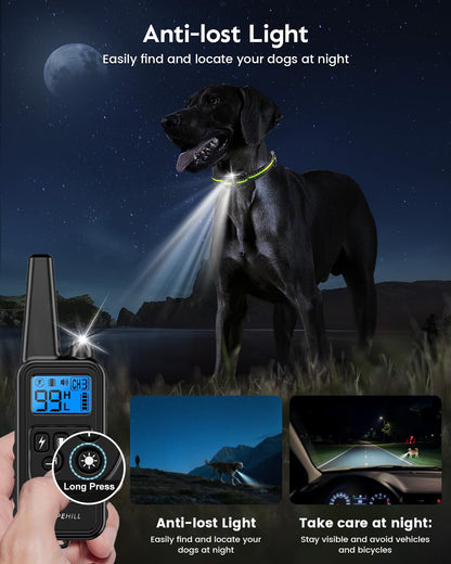 SLOPEHILL Dog Training Collar with Remote,4200Ft Electronic Shock Collars,Waterproof E-Collar Featuring Beep,Vibration,Shock,Light and Keypad Lock Mode,fit for Small Medium Large Dogs (Green) - Available at All In One Marketplace Canada