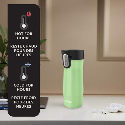 Contigo West Loop 3.0 Stainless Steel Travel Mug with Tea-Bag Hook & Spill-Proof Lid, Vacuum-Insulated Reusable Cup Coffee and Tea, 16 oz (473 mL), Cucumber - Keeps Drinks Hot up to 11 Hours 🍁 All In One Marketplace Canada