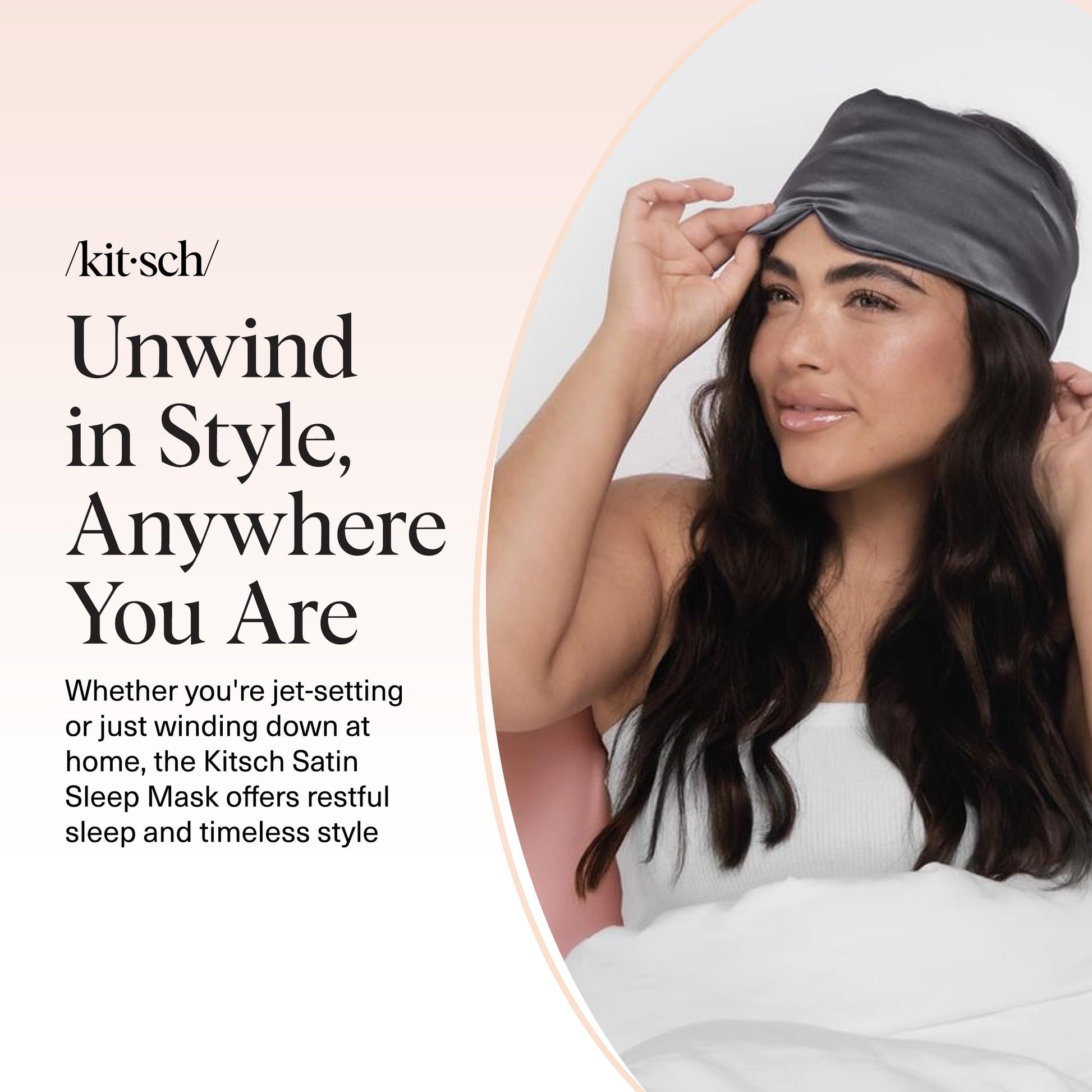 Kitsch Satin Sleep Mask - Eye Masks for Sleep, Softer Than Silk Satin Sleeping Mask Blindfold and Sleep Masks for Women and Men, Eye Care Travel Essentials - Charcoal Black - Available at All In One Marketplace Canada