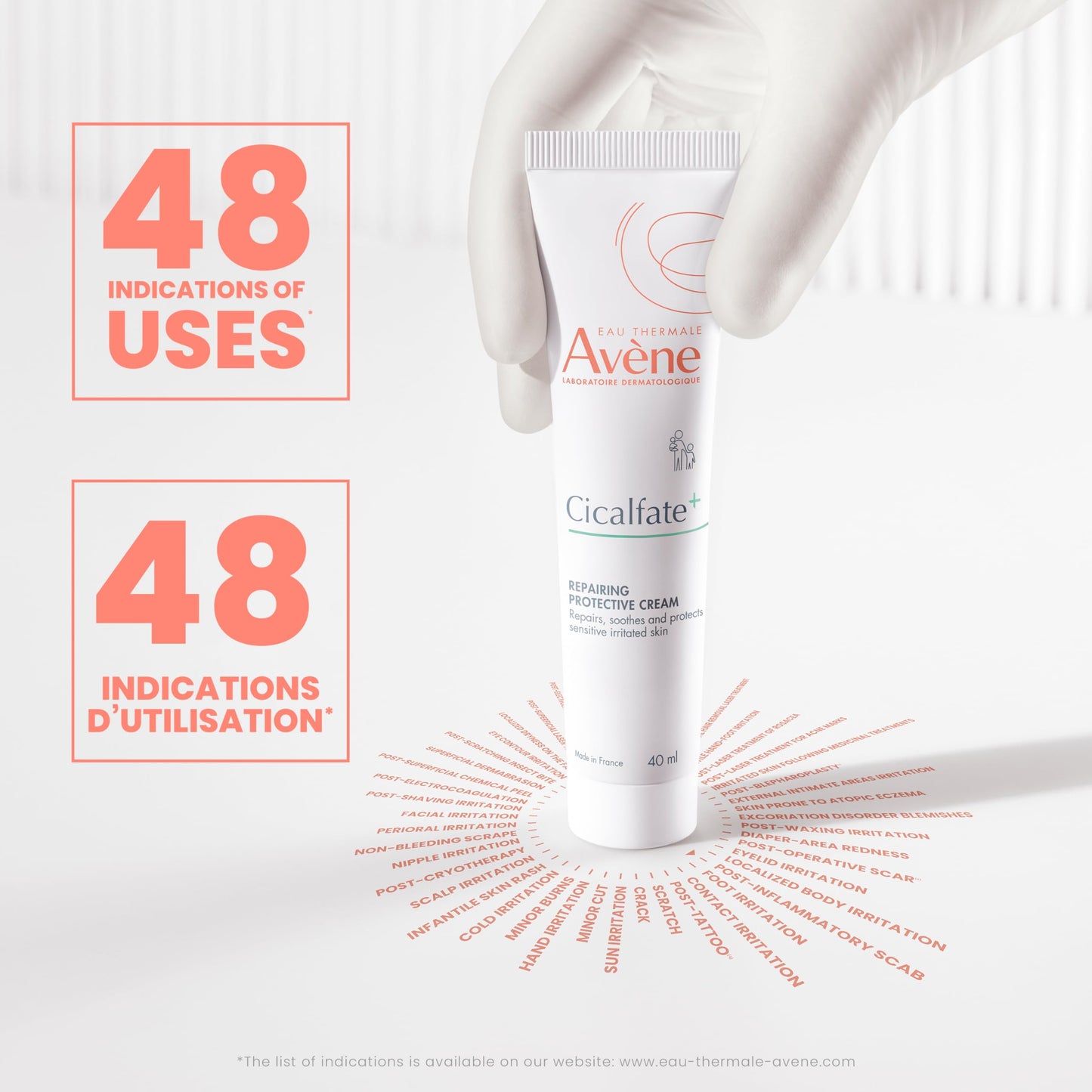 Eau Thermale Avene Cicalfate+ Restorative Protective Cream, Rich Skin Barrier Cream, Wound Care, Reduces appearance of scars, Doctor recommended, Zinc oxide, 40 mL - Available at All In One Marketplace Canada