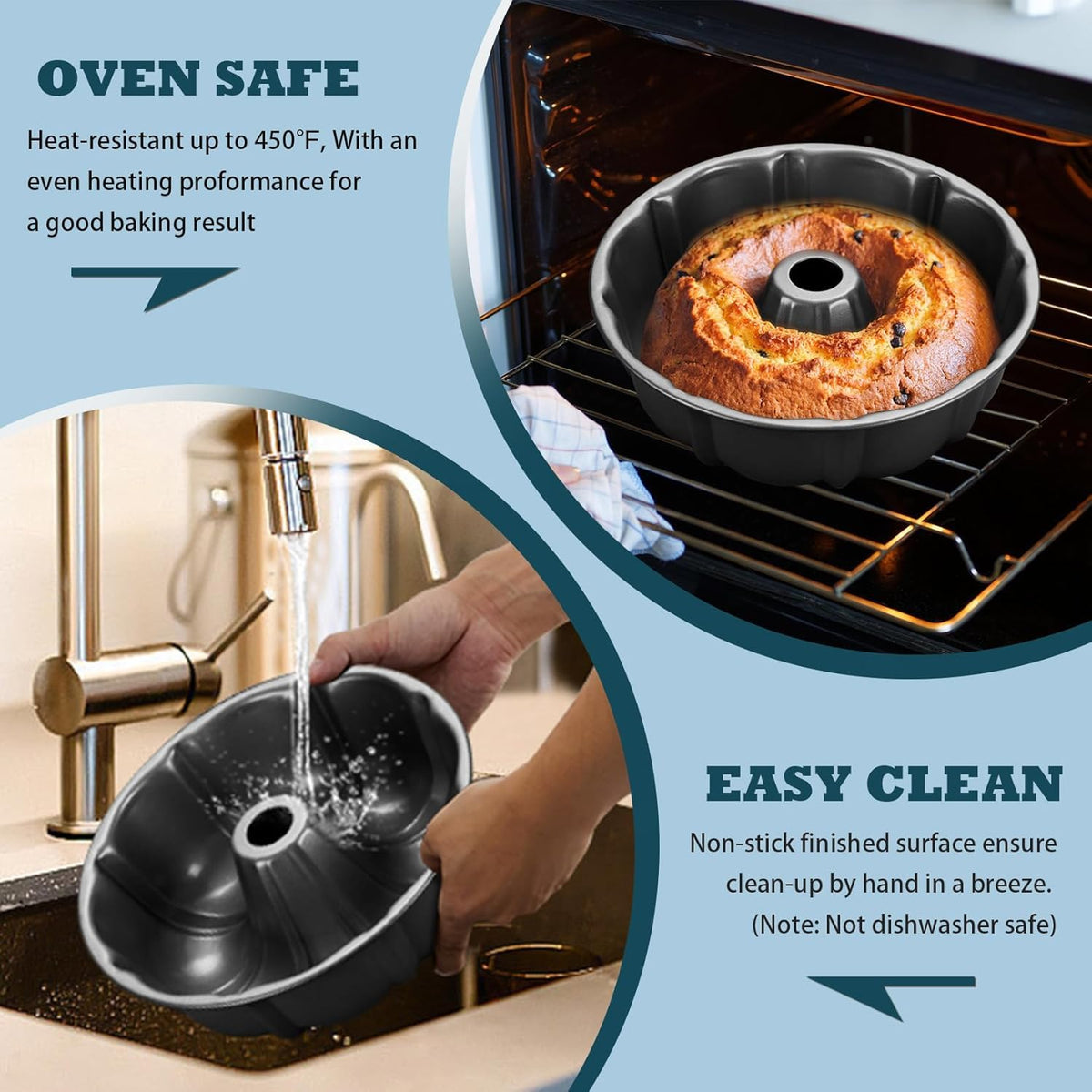 10 Inch Non-Stick Cake Pan, 10 Cups Heavy Duty Carbon Steel Fluted Tube Bakeware, Pumpkin Baking Mold, Round Savarin Cake Mold for Oven Baking Pan 🍁 All In One Marketplace Canada