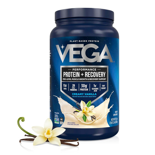 Vega Protein + Recovery, Vanilla – 30g Vegan Protein, Dairy & Gluten Free, Probiotics, NSF Certified, 830 g (20 Servings)
