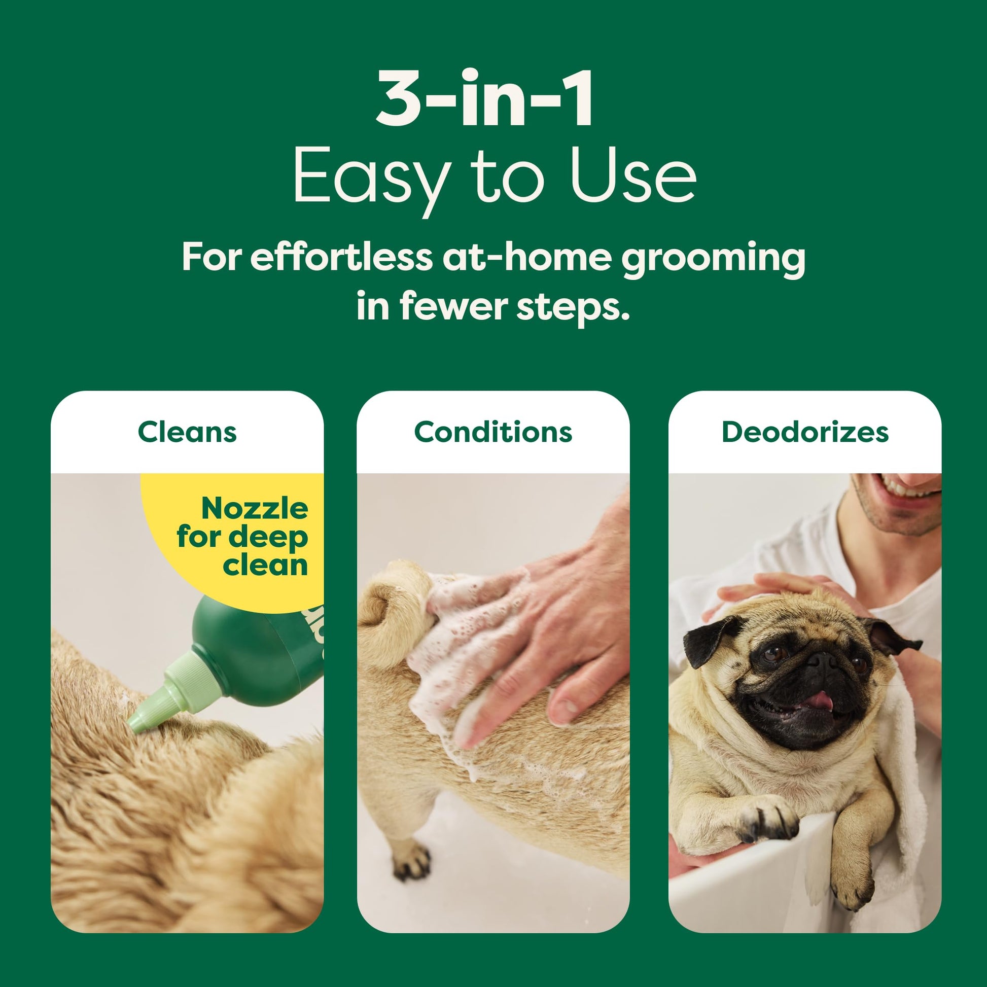 Earth Rated (A Canadian Company), 3-in-1 Soothing Dog Shampoo and Conditioner, Deodorizing Oatmeal Shampoos for Dogs and Puppies, Great for Smelly Pets, White Tea and Basil Scent, 473 ml