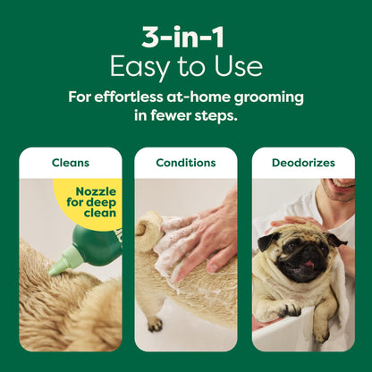 Earth Rated (A Canadian Company), 3-in-1 Soothing Dog Shampoo and Conditioner, Deodorizing Oatmeal Shampoos for Dogs and Puppies, Great for Smelly Pets, White Tea and Basil Scent, 473 ml