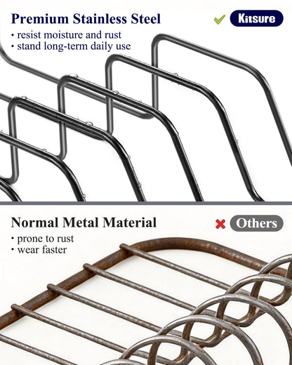 Kitsure Large Dish Drying Rack - Extendable Stainless Steel, Anti-Rust Kitchen Counter Rack with Cutlery & Cup Holders, 67.8 x 32.8 x 15.0cm, Black - Available at All In One Marketplace Canada