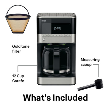 Braun BrewSense 12-Cup Drip Coffee Maker, Auto Shut-Off, Stainless Steel