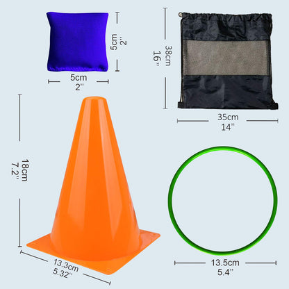 unanscre 31PCS 3 in 1 Carnival Outdoor Games Combo Set for Kids, Soft Plastic Cones Bean Bags Ring Toss Game, Gift for Birthday Party/Xmas - Available at All In One Marketplace Canada