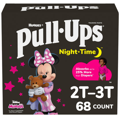 Girls Potty Training Underwear, Easy Open Training Pants 2T-3T, Pull-Ups Night-Time for Toddlers, 68 ct, Giga Pack