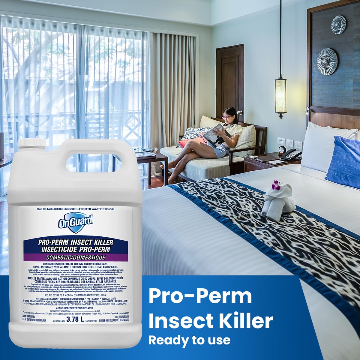 OnGuard Pro-Perm Insect Killer 3.78L | Bed Bug Spray | Fast Action, Residual (24/7), Non-Flammable, Water-Based Solution | 0.35% Permethrin | Ants, Bedbugs, Spiders, Cockroaches, Ticks, Fleas