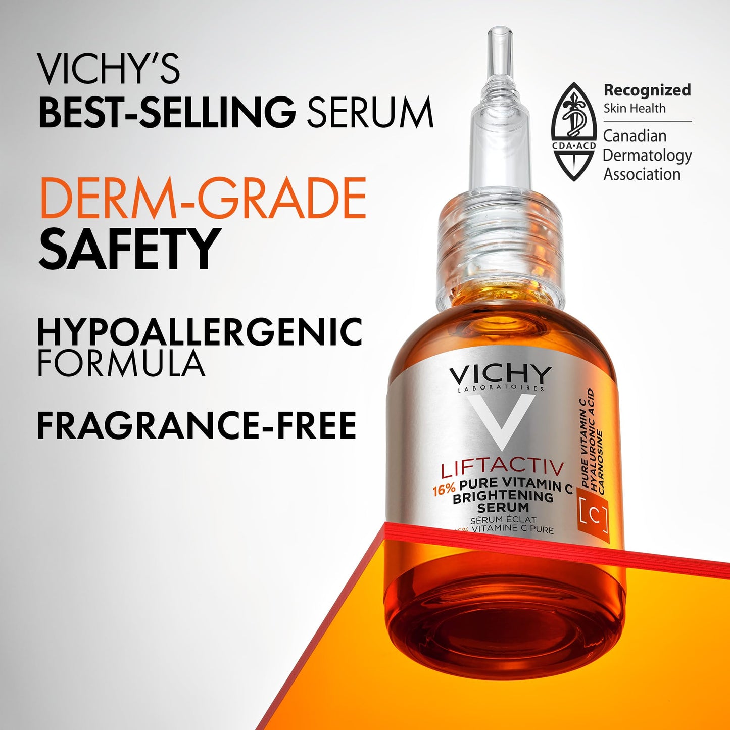 Vichy Vitamin C Serum for Face with Hyaluronic Acid & Glycerin. LiftActiv 16% Pure Vitamin C Serum for Brighter, Firmer & More Even-Toned Skin. Recognized by the Canadian Dermatology Association, 20ML - Available at All In One Marketplace Canada