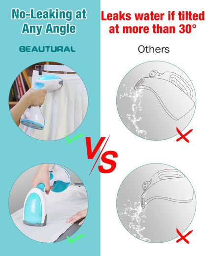 BEAUTURAL 1200-Watt Handheld Steamer for Clothes, 30-Second Heat-up, 8.79-Ounce Water Tank, Aqua