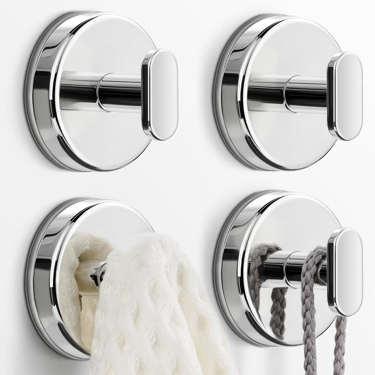 pickpiff Suction Cup Hooks for Shower: 15 LB Strong Wall Hanger for Bathroom, Front Door, Glass, Window, RV, Holder for Towel, Christmas Wreath, Coat, Loofah, Waterproof & Reusable, Silver 4-Pack 🍁 All In One Marketplace Canada