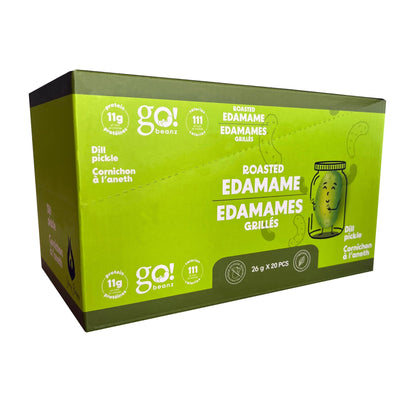 GoBeanz Crunchy Roasted Edamame, Tasty Dill Pickle High Protein Healthy Snack, For Adults & Kids, 20 Single Serve Packs, Low calorie, Low Sugar Plant Based, Salty Snacks