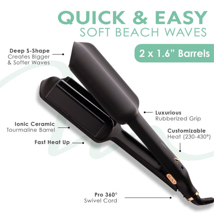 MINT S-Waver Double Barrel Mermaid Hair Waver for Long Hair & Beach Waves