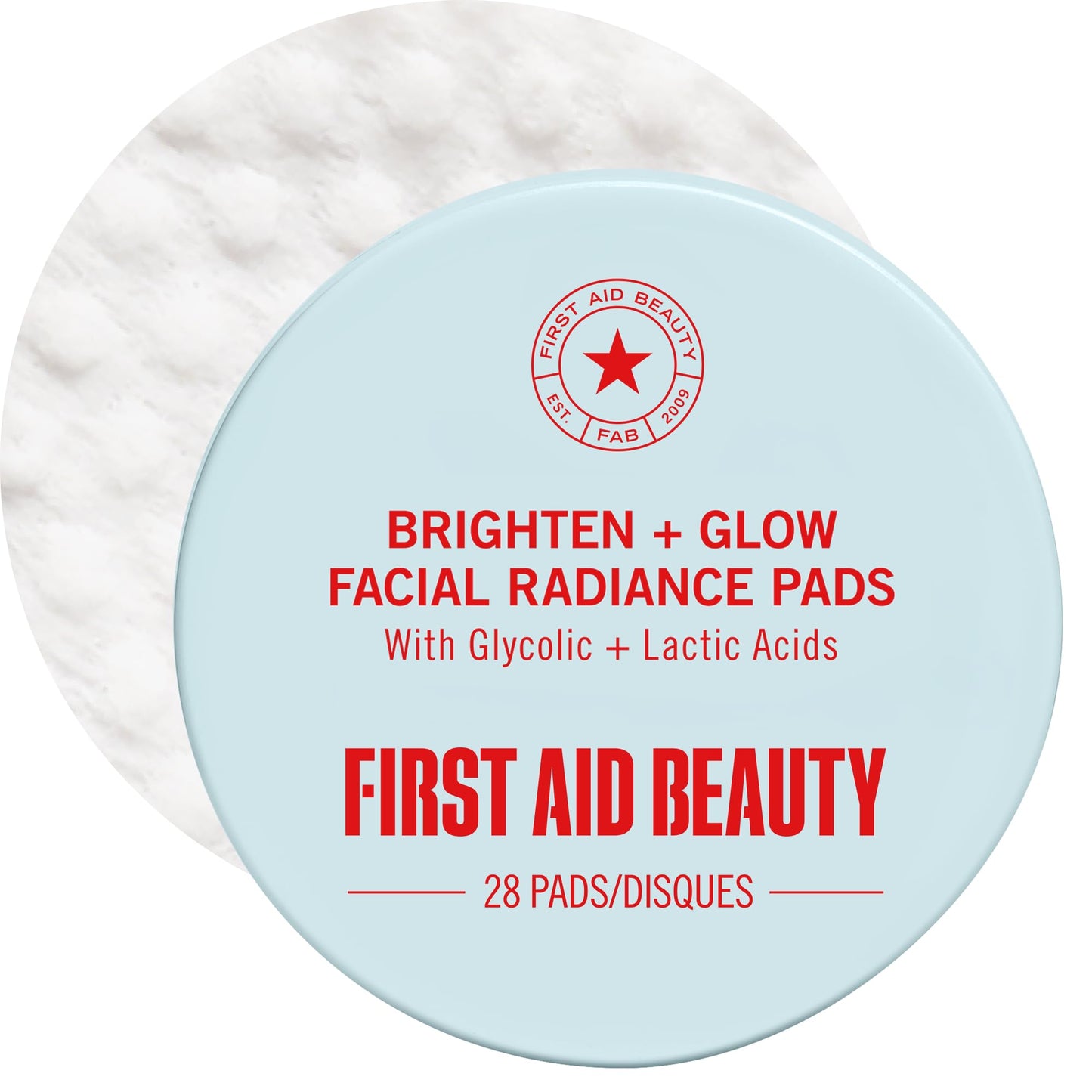 First Aid Beauty - Facial Radiance Pads with Glycolic & Lactic Acids, Daily Exfoliating Pads with AHA, Visibly Smaller Pores, Help Tone & Brighten Skin, One-Step Makeup Prep, Compostable, 28 First Aid Beauty