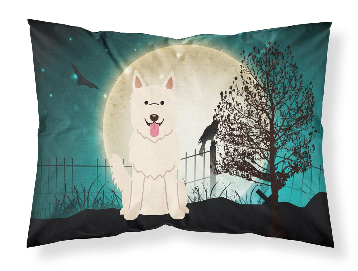 Taie d'oreiller décorative Caroline's Treasures BB2235PILLOWCASE, motif Halloween effrayant avec berger allemand blanc, tissu léger, ultra-doux et facile d'entretien, format standard