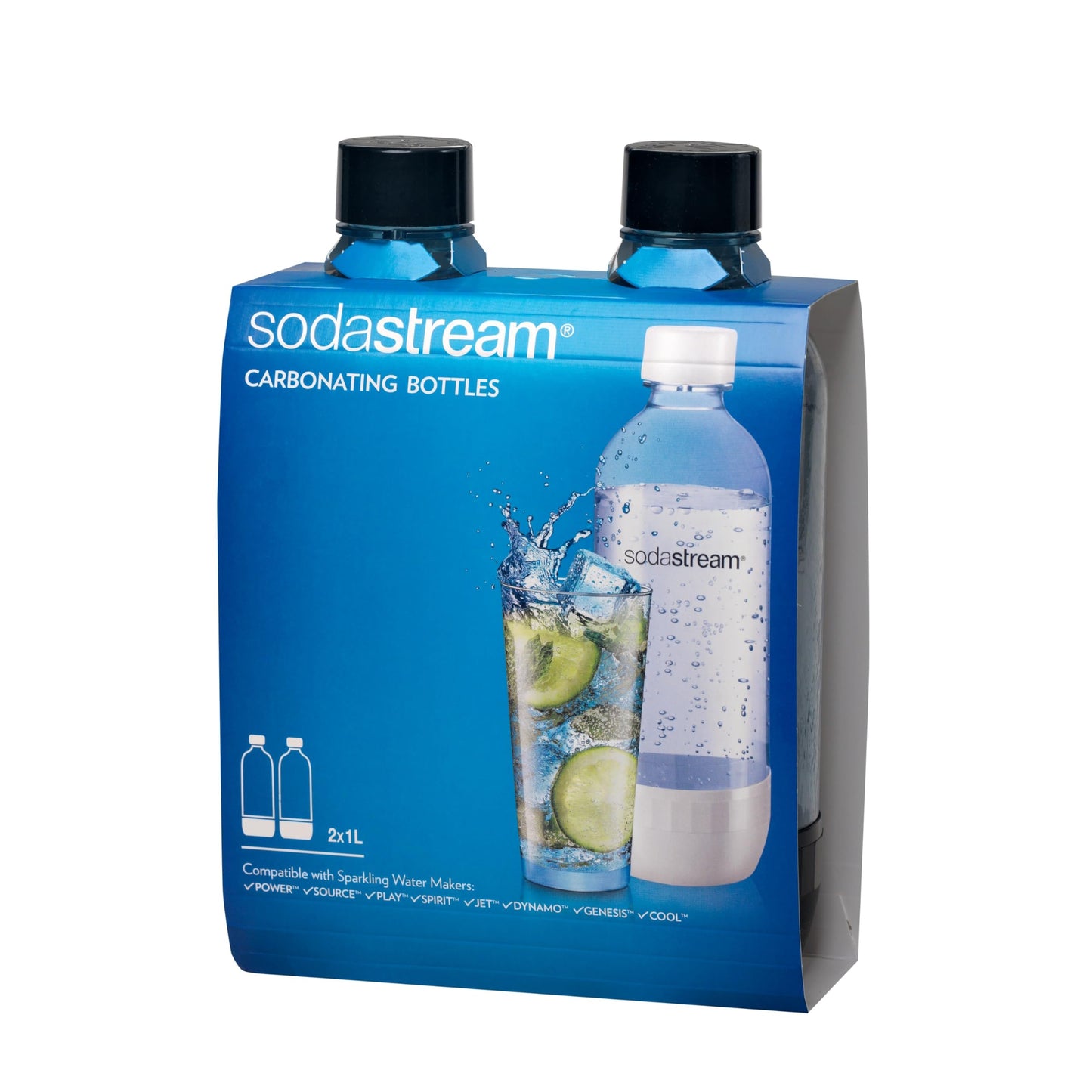 Sodastream 1L Classic Black Bottles Twin Pack - Dishwasher Safe - Available at All In One Marketplace Canada