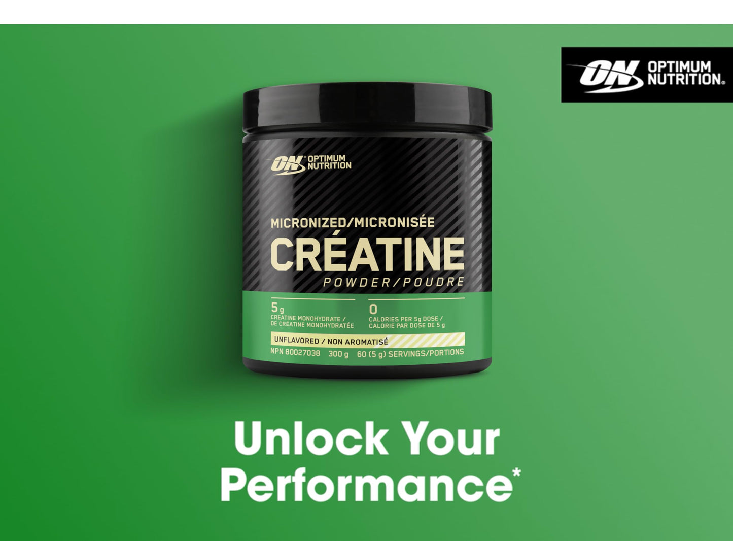 Optimum Nutrition 100% Pure Creatine Monohydrate Micronized Powder, Unflavored, 300g - 60servings (packaging may vary)